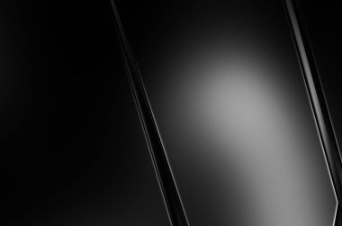 Geometrik katmanlı 3 boyutlu siyah arkaplan. Soyut koyu fütüristik duvar kağıdı. Zarif, parlak çizgili arka plan. Poster, broşür, sunum ve web sitesi için geometrik şablon tasarımı.