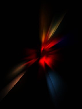 Parlayan ışıkları hareket ettirmenin havalı arka planı. Tasarımınız için canlı renkli bir portal şablonu. Işık ışınları ve hareket halindeki ışıldayan parçacıklar bir solucan deliği şekli oluşturuyor..