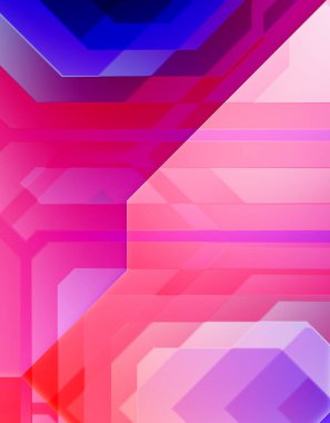 Geometrik arkaplan minimalist tasarımı. Bir teknoloji planının dijital illüstrasyonu. Fütürist şablon arkaplanı. Renkli ve canlı geometrik şekiller katmanları var. Soyut yaratıcı konsept duvar kağıdı.