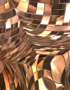 Metalik panel dokusunun 3 boyutlu çizimi. Renkli, parlak, soyut duvar kağıdı. Geometrik teknolojik parlak yansıtıcı arka plan. Yaratıcı parlak kavramsal arkaplan.