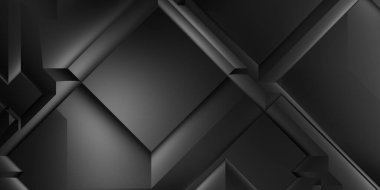Siyah üç boyutlu geometrik arkaplan. Moda lüks minimalist tasarım. Geometrik şablon. Karanlık elementleri olan birinci sınıf soyut duvar kâğıdı. Poster, broşür, sunum, web sitesi için özel tasarım.