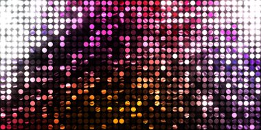 Parlayan ışıklar siyah arka planda parti izleri. Sahne veya stadyum ışıklarının dijital illüstrasyonu. Parlak desenli duvar kağıdı. Sahne ışıkları ile renkli ışıkların ihtişamlı arkaplanı.