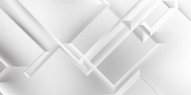 Beyaz 3d geometrik arka plan. Karanlık elementleri olan birinci sınıf soyut duvar kâğıdı. Poster, broşür, sunum ve web sitesi için özel tasarım. Moda lüks minimalist tasarım. Geometrik şablon. 