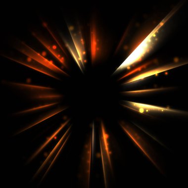 Işık huzmeleri ve parlayan parçacıkların kesiştiği güzel bir zemin. Canlı renkli ışıkların duvar kâğıdı. Parlak ışık görüntüsü.