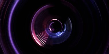 Fotoğraf makinesi konsepti. Soyut arkaplan. Dönen ışık ışınları. Hareketli kavramsal duvar kağıdı. Grafik dijital illüstrasyon. Parlayan neon ışıkları. Parlak sunum tasarım şablonu.