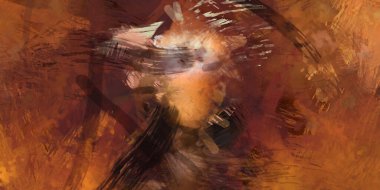 Soyut arkaplanda pürüzlü fırça darbeleri. Fırça boyası. Renkli boya darbeleri. Eşsiz duvar sanatı. Tuvaldeki modern sanat. Renkli çağdaş sanat eserleri.