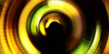 Parlayan neon ışıkları. Parlak sunum tasarım şablonu. Fotoğraf makinesi konsepti. Soyut arkaplan. Dönen ışık ışınları. Hareketli kavramsal duvar kağıdı. Grafik dijital illüstrasyon. 