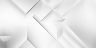 Beyaz 3d geometrik arka plan. Karanlık elementleri olan birinci sınıf soyut duvar kâğıdı. Poster, broşür, sunum ve web sitesi için özel tasarım. Moda lüks minimalist tasarım. Geometrik şablon. 