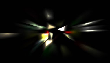 Parlayan ışıkları hareket ettirmenin havalı arka planı. Tasarımınız için canlı renkli bir portal şablonu. Işık ışınları ve hareket halindeki ışıldayan parçacıklar bir solucan deliği şekli oluşturuyor..