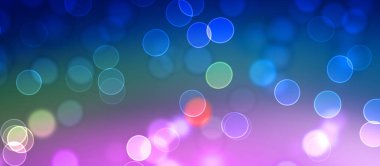 Kavramsal ışıklar duvar kağıdı. Güzel soyut çok renkli bokeh çemberleri parçacıklarla çevrili. Metninizi veya başlığınızı göstermek için boşluk ile odaklanmış olmayan canlı illüstrasyon. 