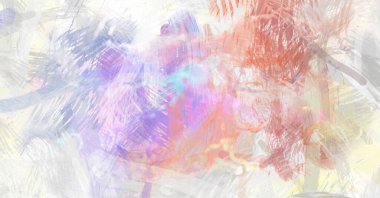 Soyut arkaplanda pürüzlü fırça darbeleri. Fırça boyası. Renkli boya darbeleri. Eşsiz duvar sanatı. Tuvaldeki modern sanat. Renkli çağdaş sanat eserleri.