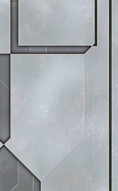 Katmanlı paneller. Fütürist soyut duvar kağıdı. Geometrik teknolojik yansıtıcı arka plan 3D metalik doku. Uzay gemisi desen yüzeyi.