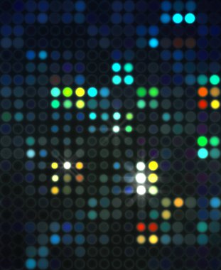 Parlak desenli duvar kağıdı. Sahne ışıkları olan renkli ışıkların ihtişamlı arkaplanı. Parlayan ışıklar siyah arka planda parti izleri. Sahne veya stadyum ışıklarının dijital illüstrasyonu. 