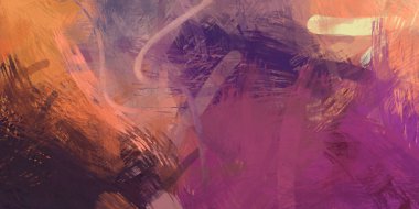 Soyut arkaplanda pürüzlü fırça darbeleri. Fırça boyası. Renkli boya darbeleri. Eşsiz duvar sanatı. Tuvaldeki modern sanat. Renkli çağdaş sanat eserleri.