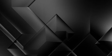 Siyah üç boyutlu geometrik arkaplan. Moda lüks minimalist tasarım. Geometrik şablon. Karanlık elementleri olan birinci sınıf soyut duvar kâğıdı. Poster, broşür, sunum, web sitesi için özel tasarım.
