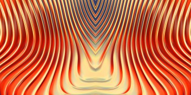 Renkli dalgalı yansıtıcı duvar kağıdının üç boyutlu çizimi. Duvar kağıdı, afiş, arkaplan, kart, kitap kapağı veya web sitesi için grafiksel illüstrasyon. Soyut parlak arkaplan.