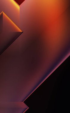 Geometrik dinamik şekiller. Gölgeli teknoloji dijital şablonu ve gradyan arka planda ışıklar. Modern basit geometrik renk gradyanı soyut arkaplan. 3B illüstrasyon. 