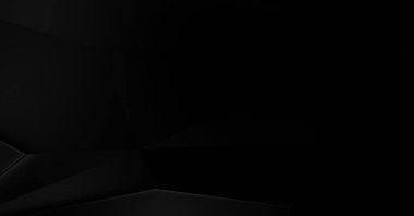 Lüks minimalist tasarım. Fütürist şablon. Karanlık elementleri olan birinci sınıf soyut duvar kâğıdı. Zarif bir zemin. Siyah üç boyutlu geometrik arkaplan. Poster, broşür, sunum için tasarım.