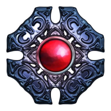 Beyaz arka planda izole bir mücevher. Mücevherli bir fantezi mücevherin 3 boyutlu görüntüsü. Masal elementi. Lüks grafik duvar kağıdı.