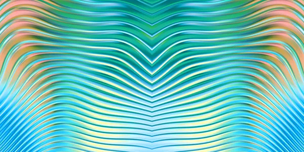 カラフルな波状反射デザインの壁紙の3Dイラスト バナー カード ブックカバーやウェブサイトのグラフィックイラスト 概要光沢のある背景 — ストック写真