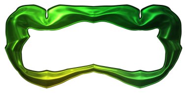 Üç boyutlu metalik illüstrasyon. Beyaz arka planda izole edilmiş fantezi çerçevesi. Davetiyeler, posterler, menü, hatıra defteri ve sunum için mükemmel. Metnin için şablon.