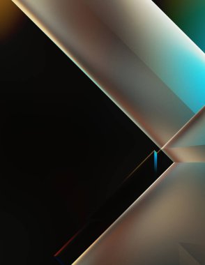 Geometrik dinamik şekiller. Gölgeli teknoloji dijital şablonu ve gradyan arka planda ışıklar. Modern basit geometrik renk gradyanı soyut arkaplan. 3B illüstrasyon. 