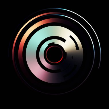 Gelecekçi hud arayüzü elementi. Soyut geometrik arkaplan. Dijital teknolojinin grafiksel çizimi siyah arkaplanda izole edildi..