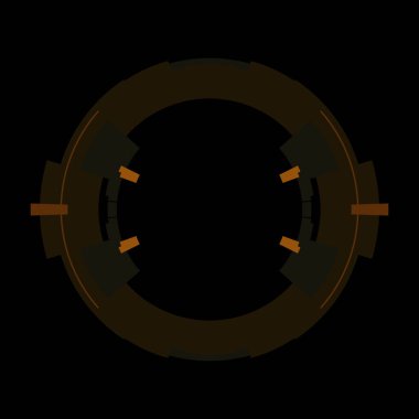 Fütürist dairesel gövde arayüzü elementi. Soyut çember geometrik arkaplan. Dijital teknolojinin grafiksel çizimi.