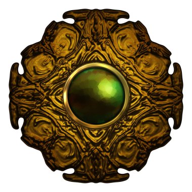 Beyaz arka planda izole bir mücevher. Mücevherli bir fantezi mücevherin 3 boyutlu görüntüsü. Masal elementi. Lüks grafik duvar kağıdı.