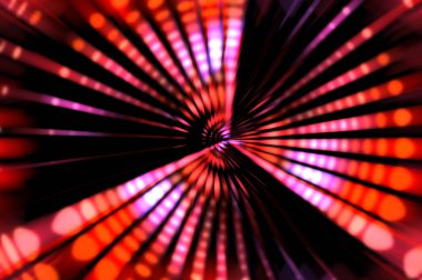 Siyah arkaplanda dönen ışık gösterisi. Lüks çizgiler. Parlak kıvrımlı duvar kağıdı. Uzay tüneli. Dönen ışık çemberi ya da maytap izi. Parlak konsept çizimi.