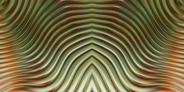 Renkli dalgalı yansıtıcı duvar kağıdının üç boyutlu çizimi. Duvar kağıdı, afiş, arkaplan, kart, kitap kapağı veya web sitesi için grafiksel illüstrasyon. Soyut parlak arkaplan.