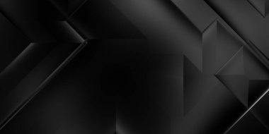 Siyah üç boyutlu geometrik arkaplan. Moda lüks minimalist tasarım. Geometrik şablon. Karanlık elementleri olan birinci sınıf soyut duvar kâğıdı. Poster, broşür, sunum, web sitesi için özel tasarım.