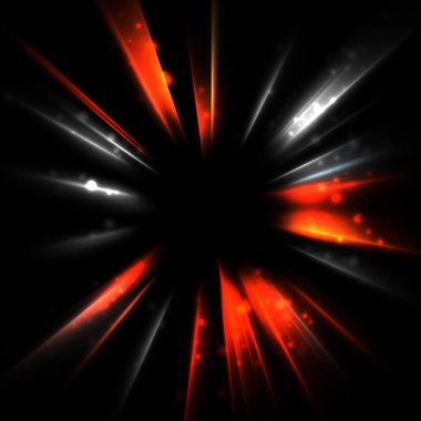 Işık huzmeleri ve parlayan parçacıkların kesiştiği güzel bir zemin. Canlı renkli ışıkların duvar kâğıdı. Parlak ışık görüntüsü.