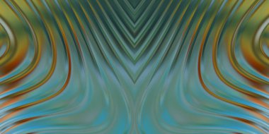 Renkli dalgalı yansıtıcı duvar kağıdının üç boyutlu çizimi. Duvar kağıdı, afiş, arkaplan, kart, kitap kapağı veya web sitesi için grafiksel illüstrasyon. Soyut parlak arkaplan.