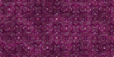 Renkli kumaş arka planında moda tarzında gümüş örgü süsü olan lüks, kusursuz bir şablon. Duvar kağıtları ve tekstil baskısı için tasarım. Lüks, ışıl ışıl metalimsi fantezi dokusu.