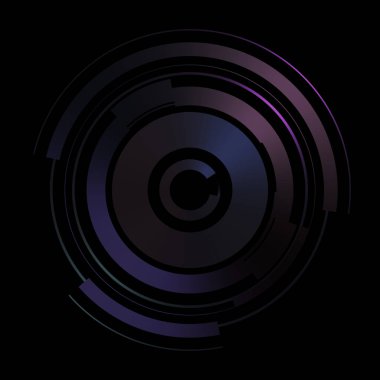 Gelecekçi hud arayüzü elementi. Soyut geometrik arkaplan. Dijital teknolojinin grafiksel çizimi siyah arkaplanda izole edildi..