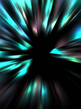 Siyah arkaplanda izole edilmiş dinamik ışık ışınları. Parlayan renkli ışık parçacıklarının grafiksel 2d çizimi.