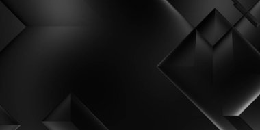 Siyah üç boyutlu geometrik arkaplan. Moda lüks minimalist tasarım. Geometrik şablon. Karanlık elementleri olan birinci sınıf soyut duvar kâğıdı. Poster, broşür, sunum, web sitesi için özel tasarım.