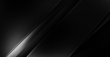 Geometrik katmanlı 3 boyutlu siyah arkaplan. Soyut koyu fütüristik duvar kağıdı. Zarif, parlak çizgili arka plan. Poster, broşür, sunum ve web sitesi için geometrik şablon tasarımı.