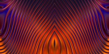 Renkli dalgalı yansıtıcı duvar kağıdının üç boyutlu çizimi. Duvar kağıdı, afiş, arkaplan, kart, kitap kapağı veya web sitesi için grafiksel illüstrasyon. Soyut parlak arkaplan.