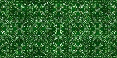 Renkli kumaş arka planında moda tarzında gümüş örgü süsü olan lüks, kusursuz bir şablon. Duvar kağıtları ve tekstil baskısı için tasarım. Lüks, ışıl ışıl metalimsi fantezi dokusu.