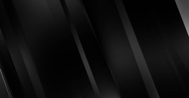 Geometrik katmanlı 3 boyutlu siyah arkaplan. Soyut koyu fütüristik duvar kağıdı. Zarif, parlak çizgili arka plan. Poster, broşür, sunum ve web sitesi için geometrik şablon tasarımı.