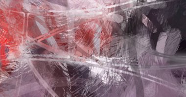 Soyut arkaplanda pürüzlü fırça darbeleri. Fırça boyası. Renkli boya darbeleri. Eşsiz duvar sanatı. Tuvaldeki modern sanat. Renkli çağdaş sanat eserleri.