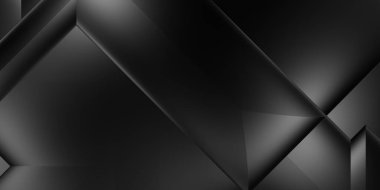 Siyah üç boyutlu geometrik arkaplan. Moda lüks minimalist tasarım. Geometrik şablon. Karanlık elementleri olan birinci sınıf soyut duvar kâğıdı. Poster, broşür, sunum, web sitesi için özel tasarım.