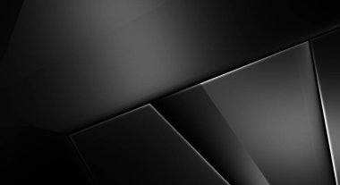 Lüks minimalist tasarım. Fütürist şablon. Karanlık elementleri olan birinci sınıf soyut duvar kâğıdı. Zarif bir zemin. Siyah üç boyutlu geometrik arkaplan. Poster, broşür, sunum için tasarım.