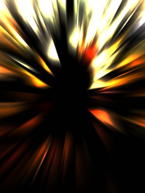 Siyah arkaplanda izole edilmiş dinamik ışık ışınları. Parlayan renkli ışık parçacıklarının grafiksel 2d çizimi.