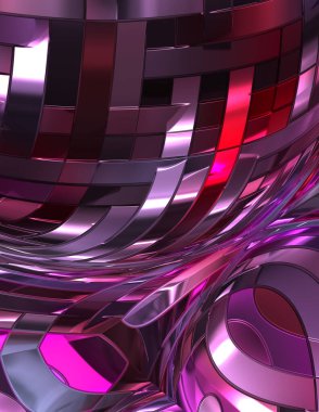 Metalik panel dokusunun 3 boyutlu çizimi. Renkli, parlak, soyut duvar kağıdı. Geometrik teknolojik parlak yansıtıcı arka plan. Yaratıcı parlak kavramsal arkaplan.