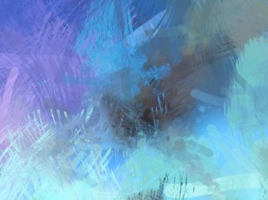 Soyut arkaplanda pürüzlü fırça darbeleri. Fırça boyası. Renkli boya darbeleri. Eşsiz duvar sanatı. Tuvaldeki modern sanat. Renkli çağdaş sanat eserleri.