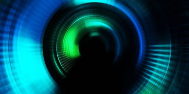 Parlayan neon ışıkları. Parlak sunum tasarım şablonu. Fotoğraf makinesi konsepti. Soyut arkaplan. Dönen ışık ışınları. Hareketli kavramsal duvar kağıdı. Grafik dijital illüstrasyon. 