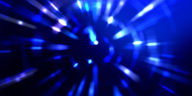 Parlayan ışıkları hareket ettirmenin havalı arka planı. Tasarımınız için canlı renkli bir portal şablonu. Işık ışınları ve hareket halindeki ışıldayan parçacıklar bir solucan deliği şekli oluşturuyor..